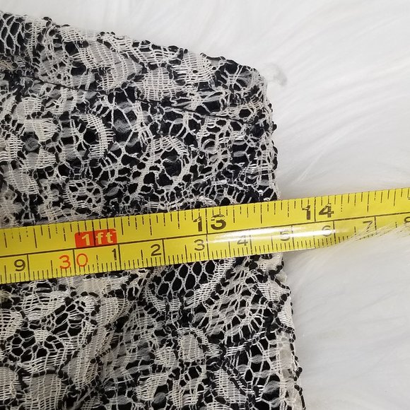 Chado Black Strapless Tan Lace Lay Over Tiered Mini Dress Zipper Back Cocktail - Picture 8 of 11